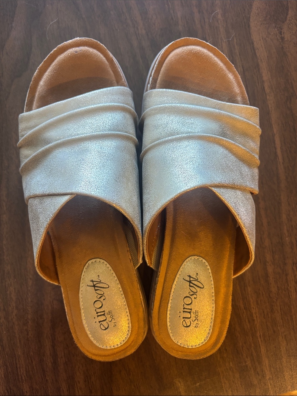 EuroSoft Silver Slip-On Mules for Women